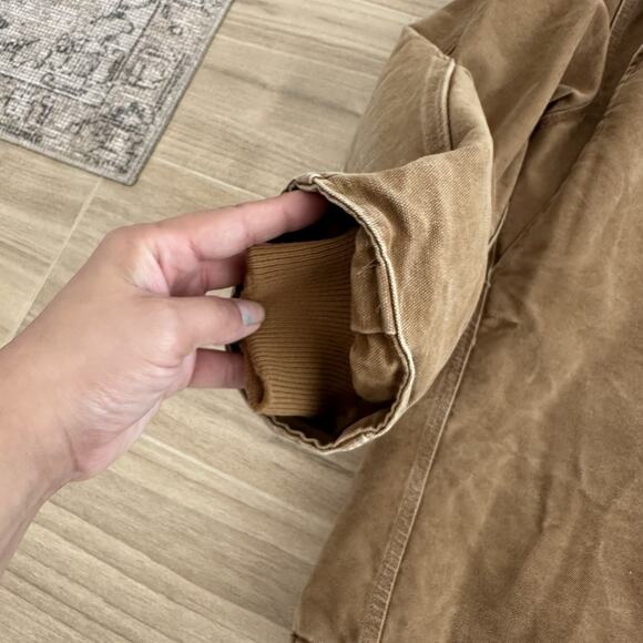 Carhartt Jacket Mens XL Beige Duck Canvas Corduroy Collar Faded C26 211 Work - Picture 9 of 10